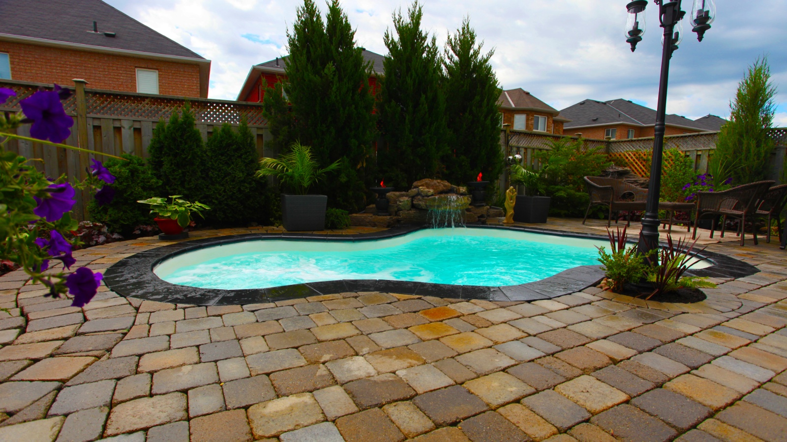 Backyard spa with heater for year-round relaxation