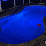 Modern Cocoa Beach fiberglass swimming pool installed by Pelican Pools with fast installation, designed with a freeform shape, built-in steps, and a stylish outdoor look.