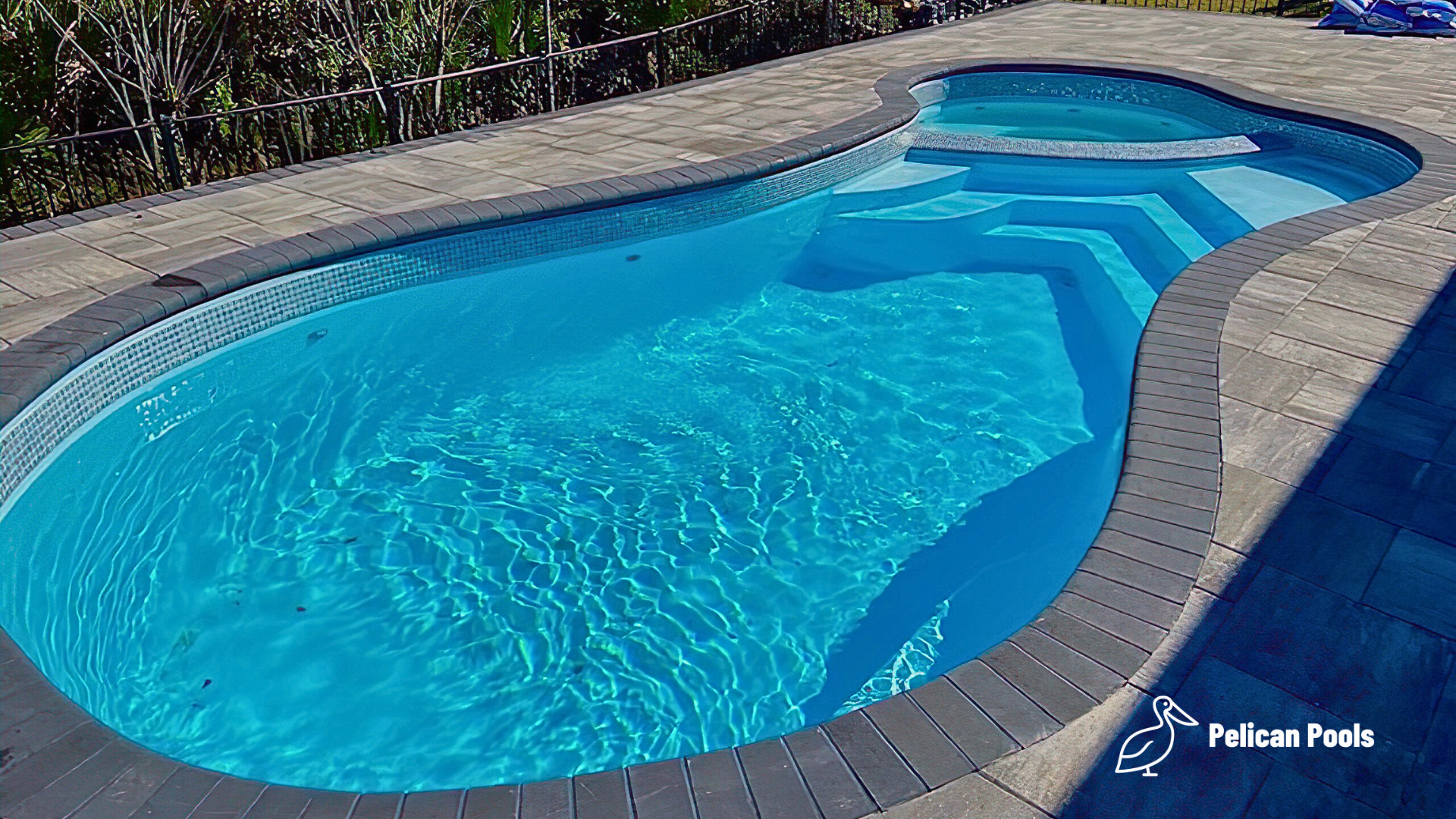 Mandalay Bay pool hoop setup for friendly water games, Installed by Pelican Pools and fast installation.