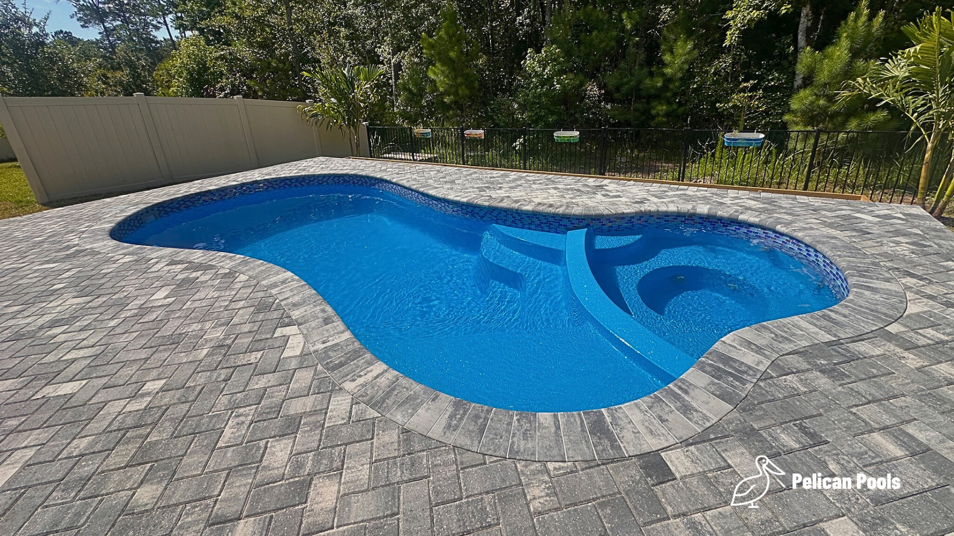 Mandalay Bay pool modest depth ideal for floating and gentle games, Installed by Pelican Pools and fast installation.