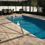 Deck jets arcing into the Wylela fiberglass pool