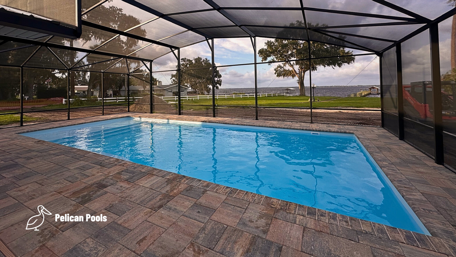 Steps into the Wylela Beach Ultra for safe, simple entry and family fun, fast installation, Installed by Pelican Pools.