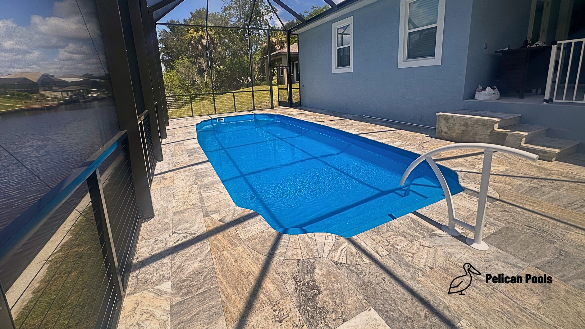 The Hawaiian medium-size backyard pool offering space for games and exercise, Installed by Pelican Pools and fast installation.