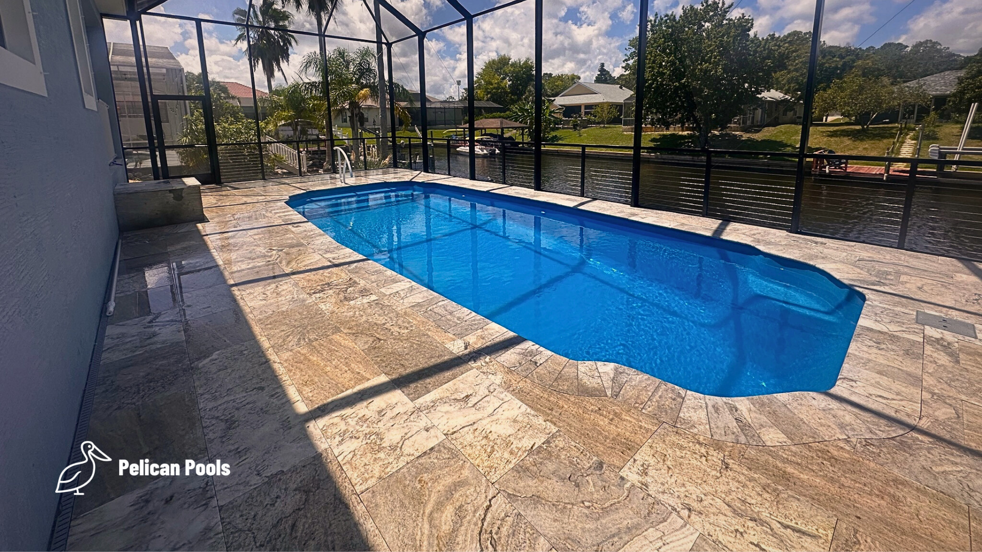 The Hawaiian Grecian-style pool showing clean lines and generous swim area, Installed by Pelican Pools and fast installation.